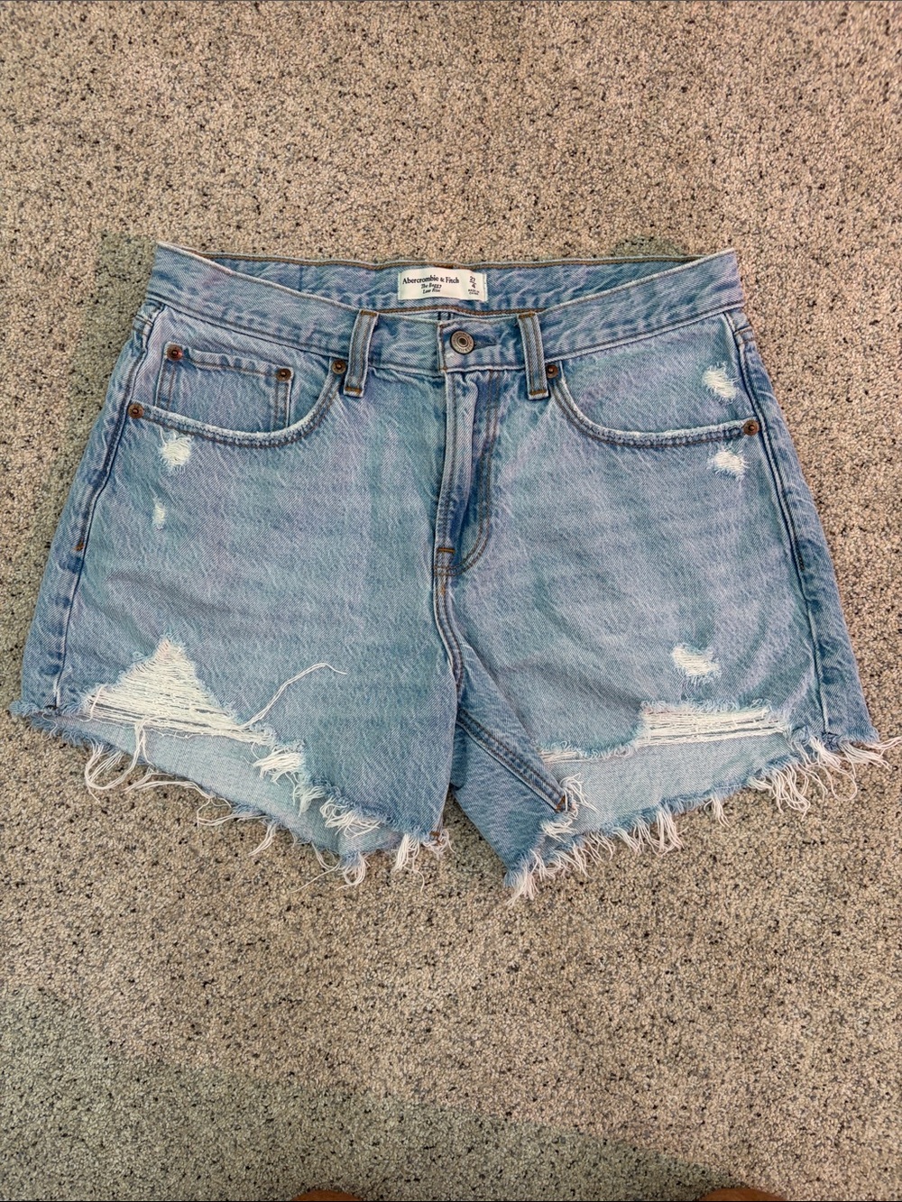 Abercrombie & Fitch Light Wash Distressed Denim Cutoff Shorts
